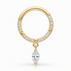 Titanium Ring Paved Stones Marquise Drop Clicker