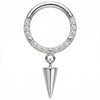 Titanium Ring Crystal Paved Spike Drop Clicker