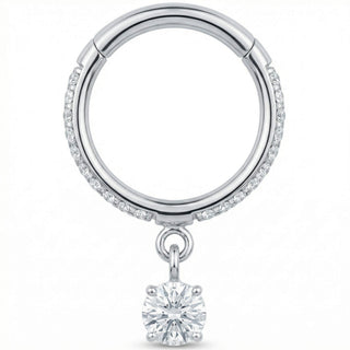 Titanium Ring Pave With Dangling Crystal Clicker