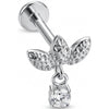 Titanio Hojas Texturizadas Colgante Cristal Rosca interna Labret