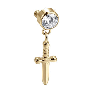 Titanium Top Dagger Dangle with Zirconia Internally Threaded