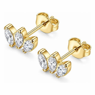 Titanium Earring Three Marquise Stone Cluster