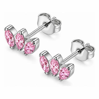 Titanium Earring Three Marquise Stone Cluster