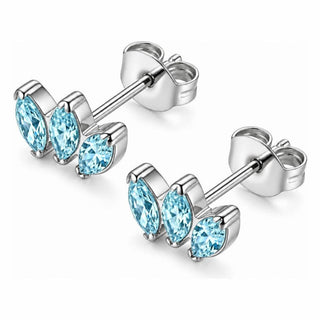 Titanium Earring Three Marquise Stone Cluster