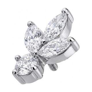 Titanium Top Marquise Lotus Flower Cluster Internally Threaded