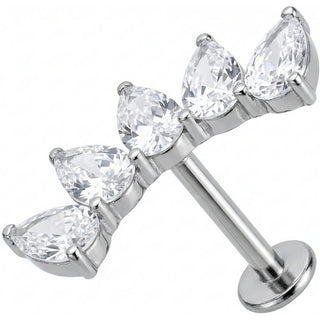 Titan Labret Geschwungener Bogen mit Tropfenkristallen Innengewinde