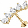 Titanium Labret Curved Five Teardrop Crystal Cluster