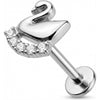 Titanio Cisne Con Curva De Cristales Rosca interna Labret