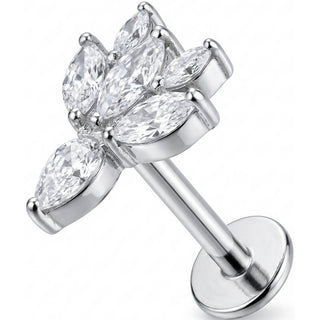Titan Labret Marquise Kristall Lotus Blüte Innengewinde