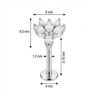 Titanium Labret Marquise Crystal Lotus Flower