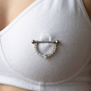 Titanium Nipple Piercing Zirconia Teardrop Arch