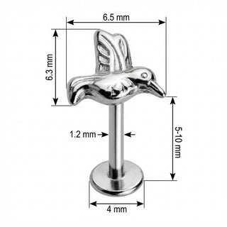 Titanium Labret Flying Hummingbird Figure