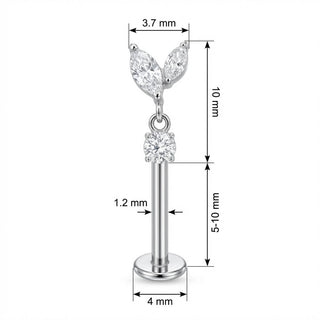 Titanio Hojas Marquise Con Gota Redonda Rosca interna Labret