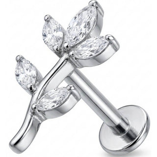 Titan Labret Gebogener Zweig Marquise Blätter Innengewinde