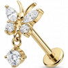 Titanium Labret Crystal Butterfly With Dangle Charm