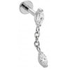 Titanium Labret Double Marquise Chain Drop