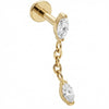 Titanium Labret Double Marquise Chain Drop