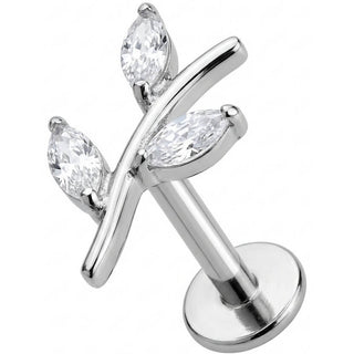 Titanium Labret Marquise Crystal Leafy Branch