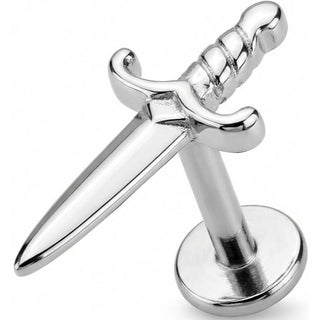 Titanium Labret Sharp Dagger Blade Internally Threaded