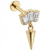 Titanium Labret Triple Baguette Crystal Spike Dangle