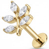 Titanio Rama Hojas Cristal Marquise Rosca interna Labret