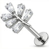 Titanium Labret Tapered Leaf Branch Internally Threaded