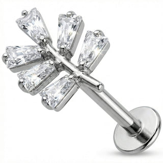 Titanium Labret Tapered Leaf Branch Internally Threaded