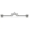 Titanium Industrial Barbell Marquise Crystal Crown Internally Threaded