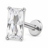 Titanium Labret Rectangular Zirconia Prong Setting Internally Threaded