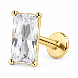Titanium Labret Rectangular Zirconia Prong Setting Internally Threaded