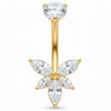 Titanium Belly Button Piercing Crystal Lotus Flower