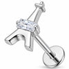 Titanium Labret Eiffel Tower With Zirconia Internally Threaded
