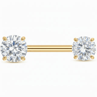 Titanium Nipple Piercing Twin Round Clear Stones