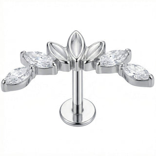 Titanium Labret Marquise Stone Floral Arc Internally Threaded