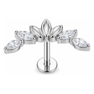 Titanium Labret Marquise Stone Floral Arc Internally Threaded