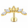 Titanium Labret Marquise Stone Floral Arc Internally Threaded