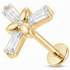 Titanium Labret Triple Baguette Floral Star Internally Threaded
