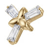 Titanium Top Baguette Cross With Floral Center Internally Threaded