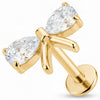 Titanium Labret Teardrop Ribbon Bow Internally Threaded