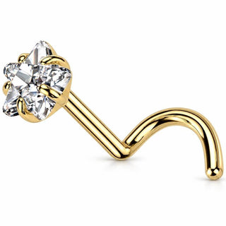 Titanium Nose Screw Prong Set Star Stone Push-In