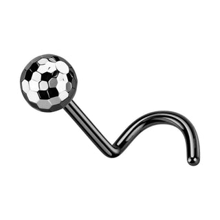 Titanium Nose Screw Textured Faceted Ball Push-In