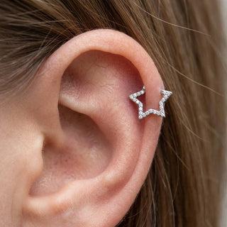 Titanium Ring Star Zirconia Clicker