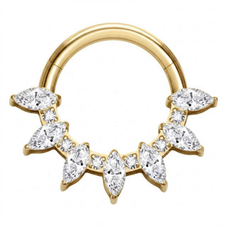 Titanium Ring Marquise Zirconias Clicker