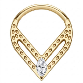 Titanium Ring Triangle Marquise Zirconia Clicker