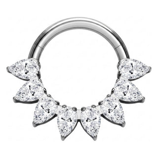 Titanium Ring Teardrop Zirconias Clicker