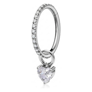 Titanium Ring Heart Zirconia Dangle Clicker