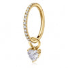 Titanium Ring Heart Zirconia Dangle Clicker