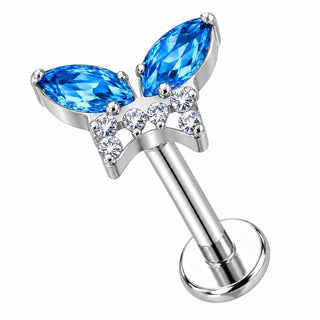 Titanium Labret Butterfly Zirconia Internally Threaded