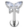 Titanium Labret Butterfly Zirconia Internally Threaded