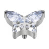 Titanium Top Butterfly With Clear Stones Internally Threaded